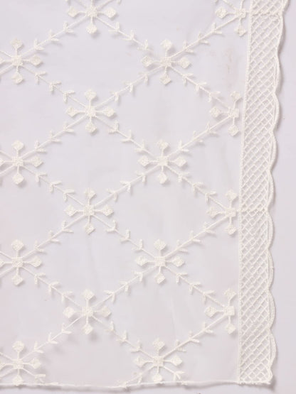 Net Embroidered Dupatta for Men | White - view 5