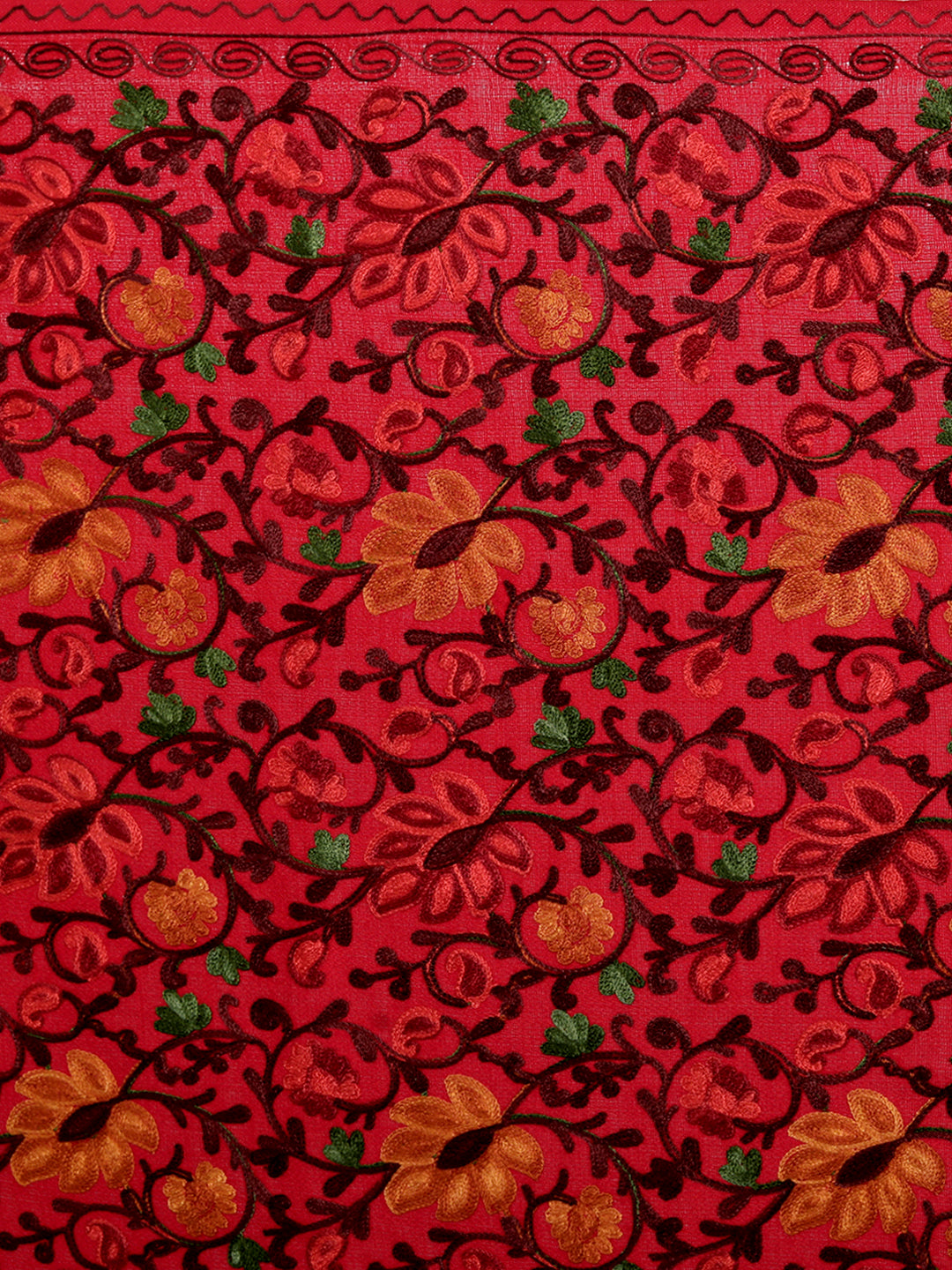 Women Aari Embroidered Stole | Red