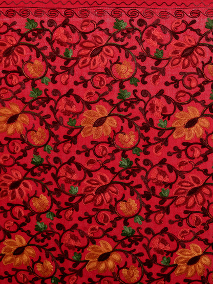 Women Aari Embroidered Stole | Red
