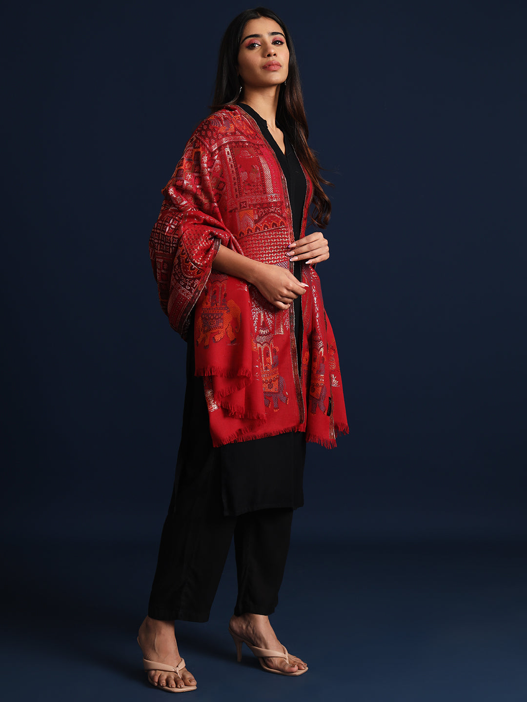 Kani Pure Wool Shawl for Women with Paisley Zari Pattern | Maroon