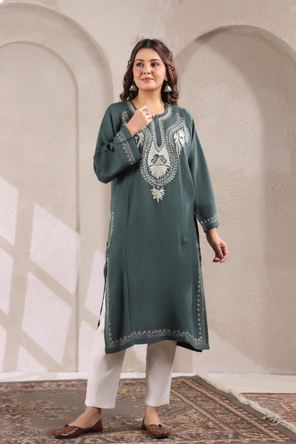 Kashmiri Pheran with Zari Embroidery | Grey