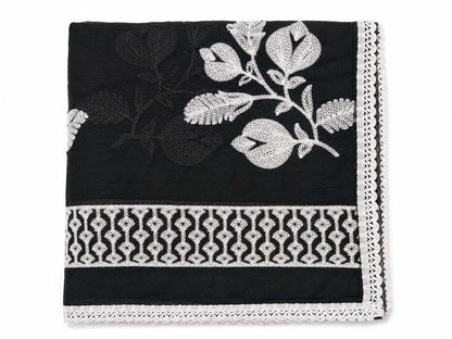 Pure Cotton Floral Embroidered Dupatta for Women | Black