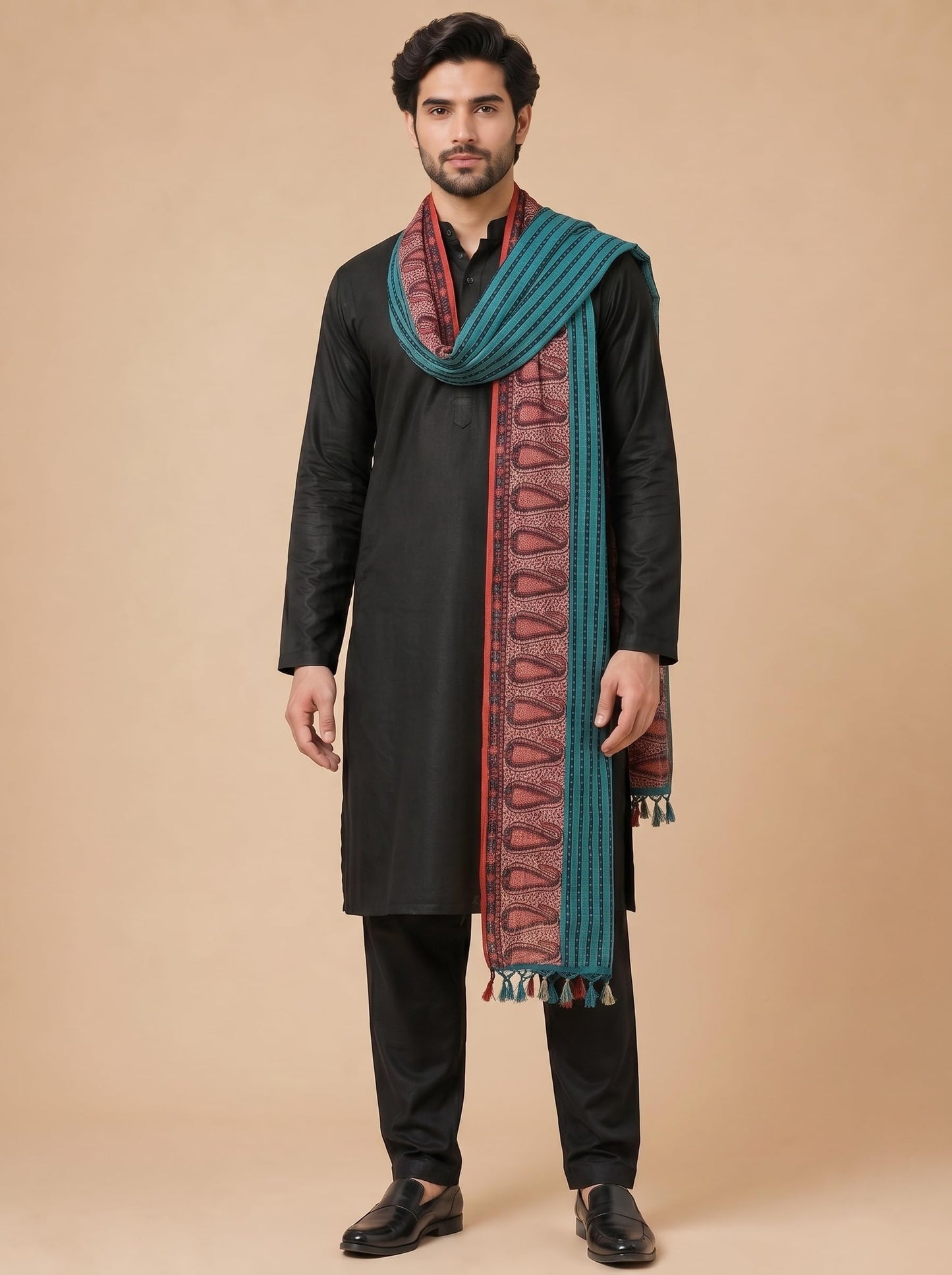 Printed Bandhani Dupatta for Men | Teal Blue - view 2