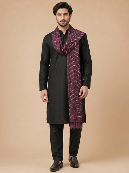 Printed Bandhani Dupatta for Men | Wine - view 4