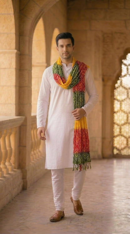 Chinnon Bandhani Dupatta for Men | Multicolor - view 2