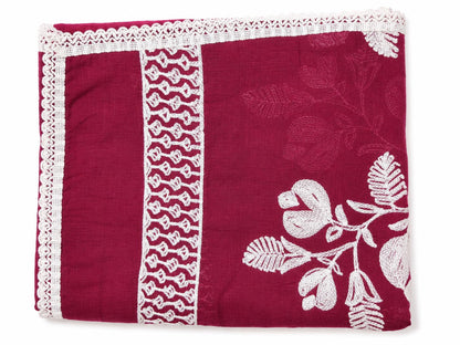 Pure Cotton Floral Embroidered Dupatta for Men | Pink - view 5