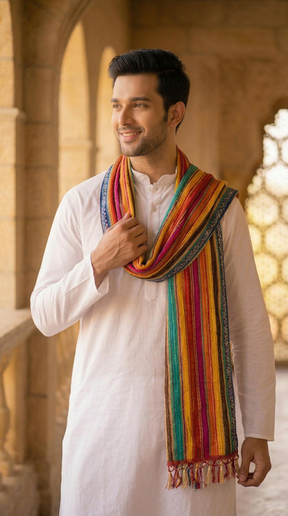 Chinnon Bandhani Dupatta for Men | Multicolor Lines - view 3