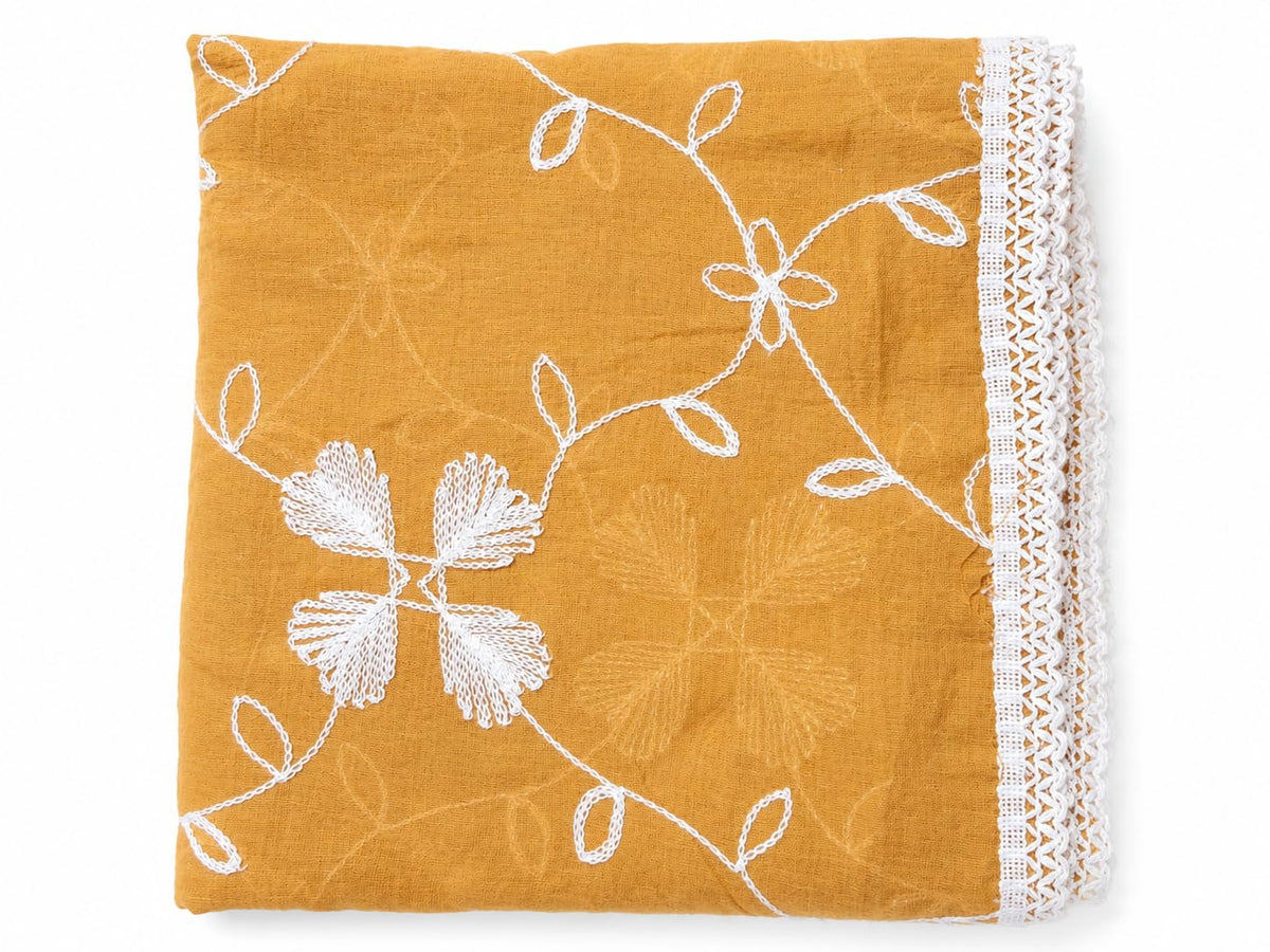 Pure Cotton Floral Embroidery Dupatta for Women | Sand Beige - view 6