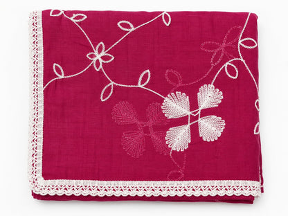 Pure Cotton Self Embroidery Dupatta for Men | Pink - view 6