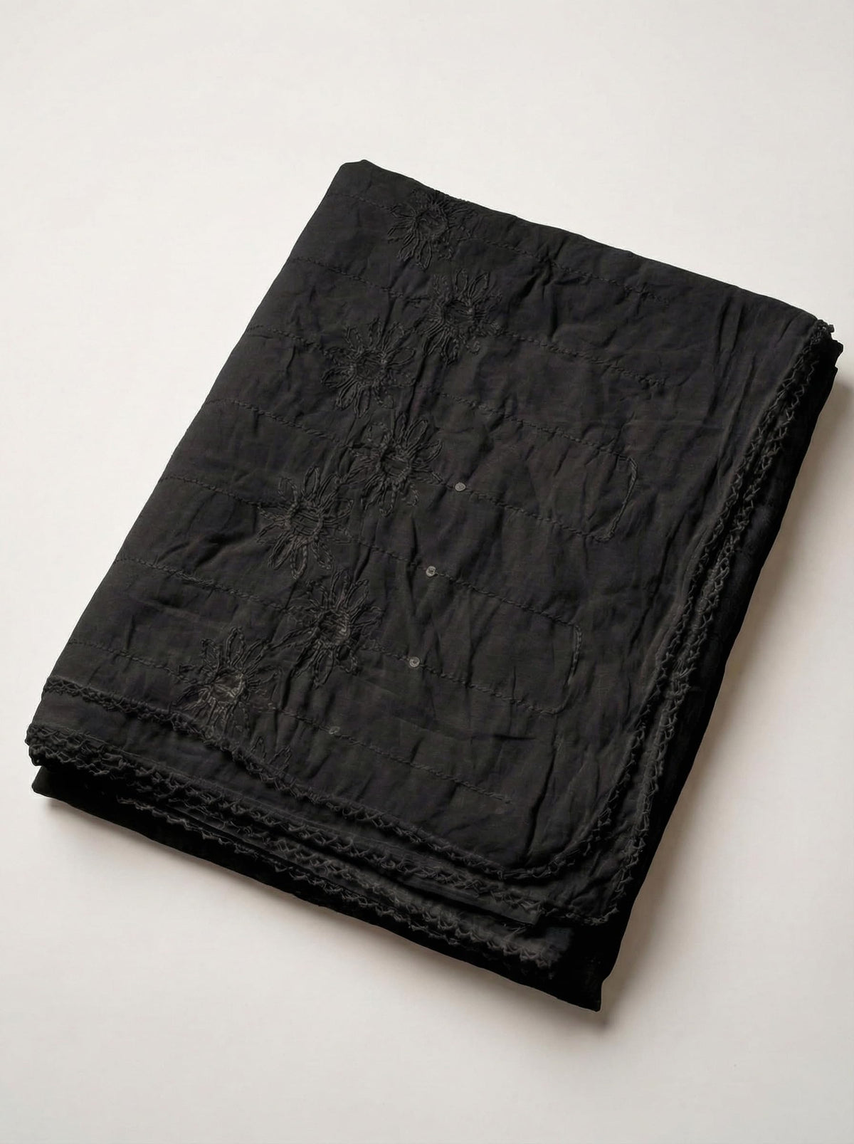 Chanderi Cotton Self Embroidery Dupatta for Men | Black - view 5