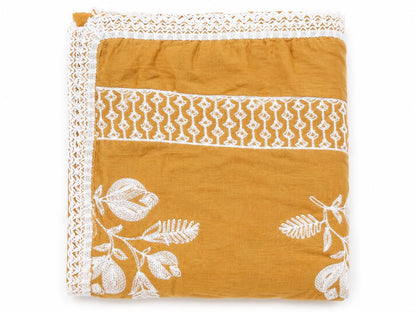 Pure Cotton Floral Embroidered Dupatta for Men | Sand Beige - view 7
