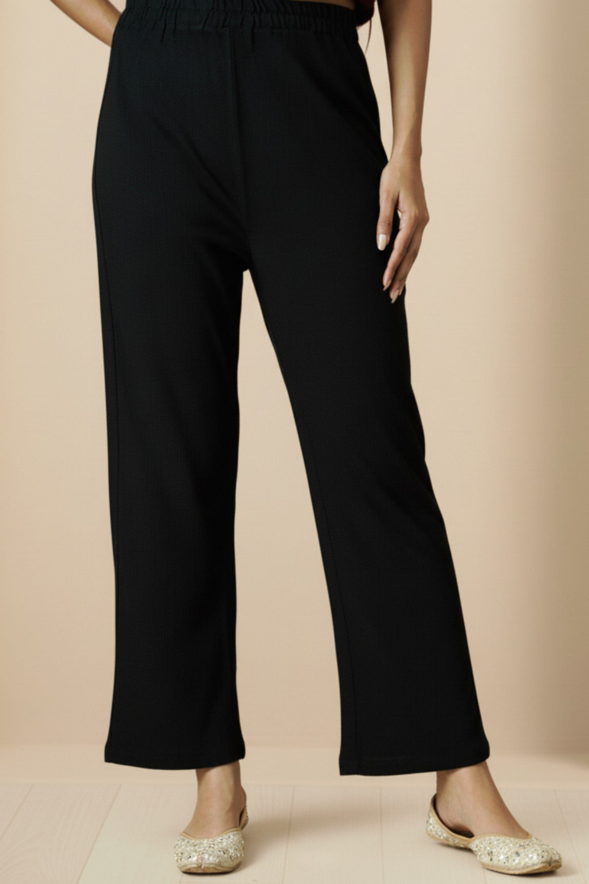 Three-Piece Woolen Knitted Coord Set | Black