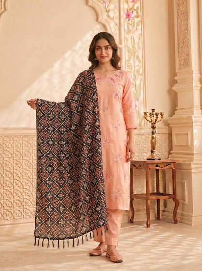 Chinnon Bandhani Dupatta for Women | Black - view 2