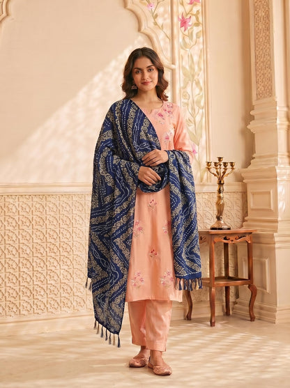 Chinnon Bandhani Dupatta for Women | Blue - view 5