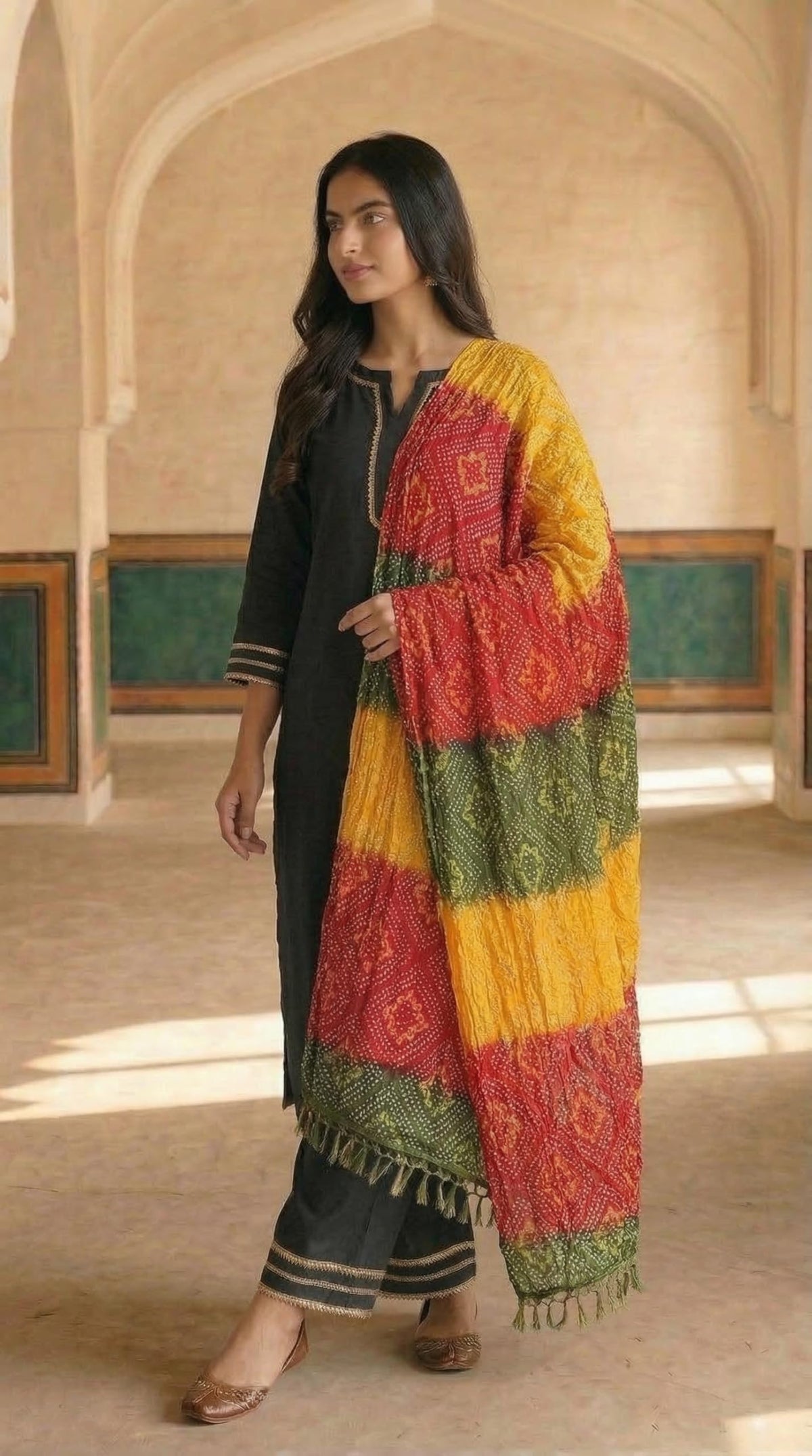 Chinnon Bandhani Dupatta for Women | Multicolor - view 2