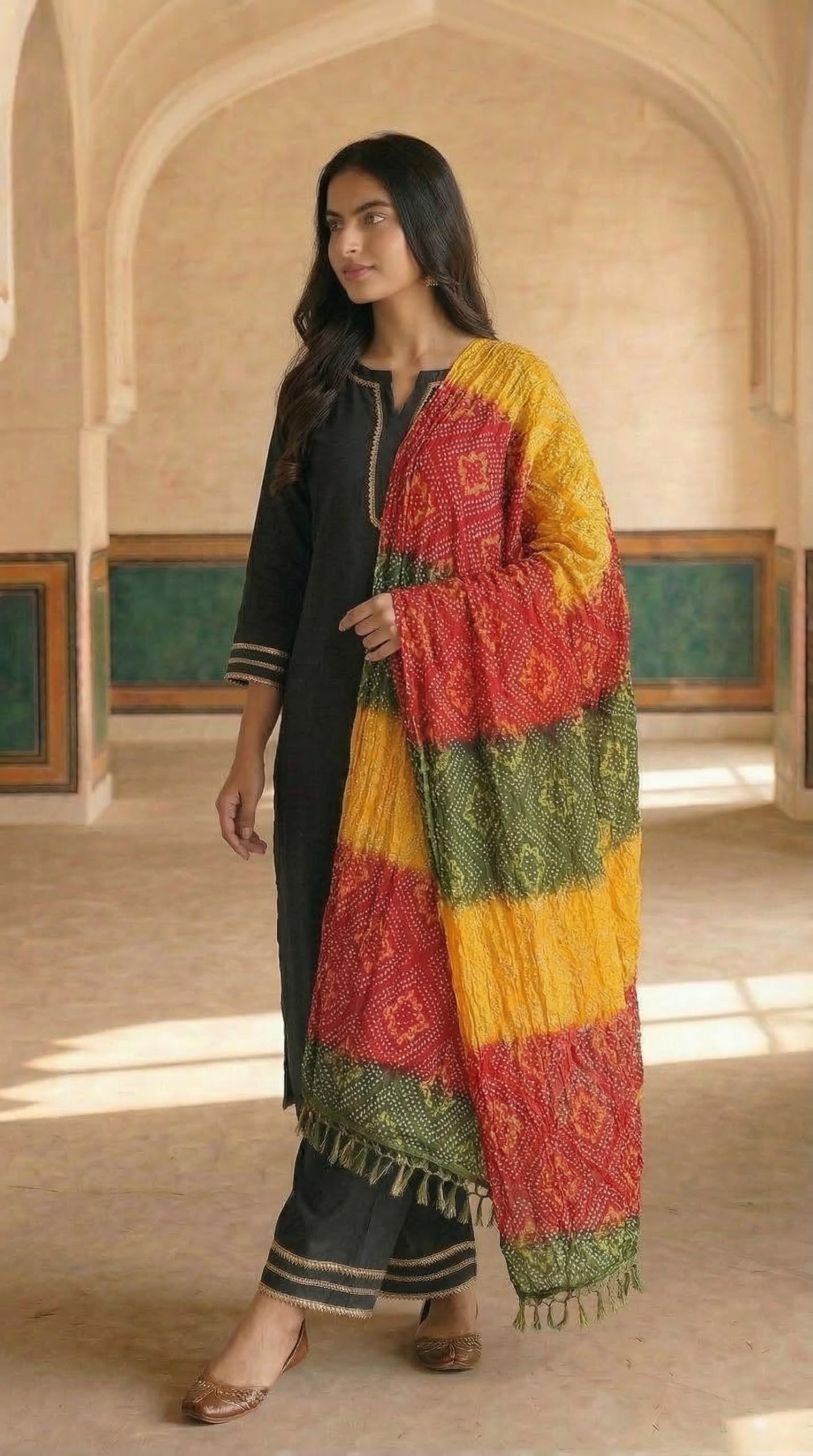 Chinnon Bandhani Dupatta for Women | Multicolor - view 2