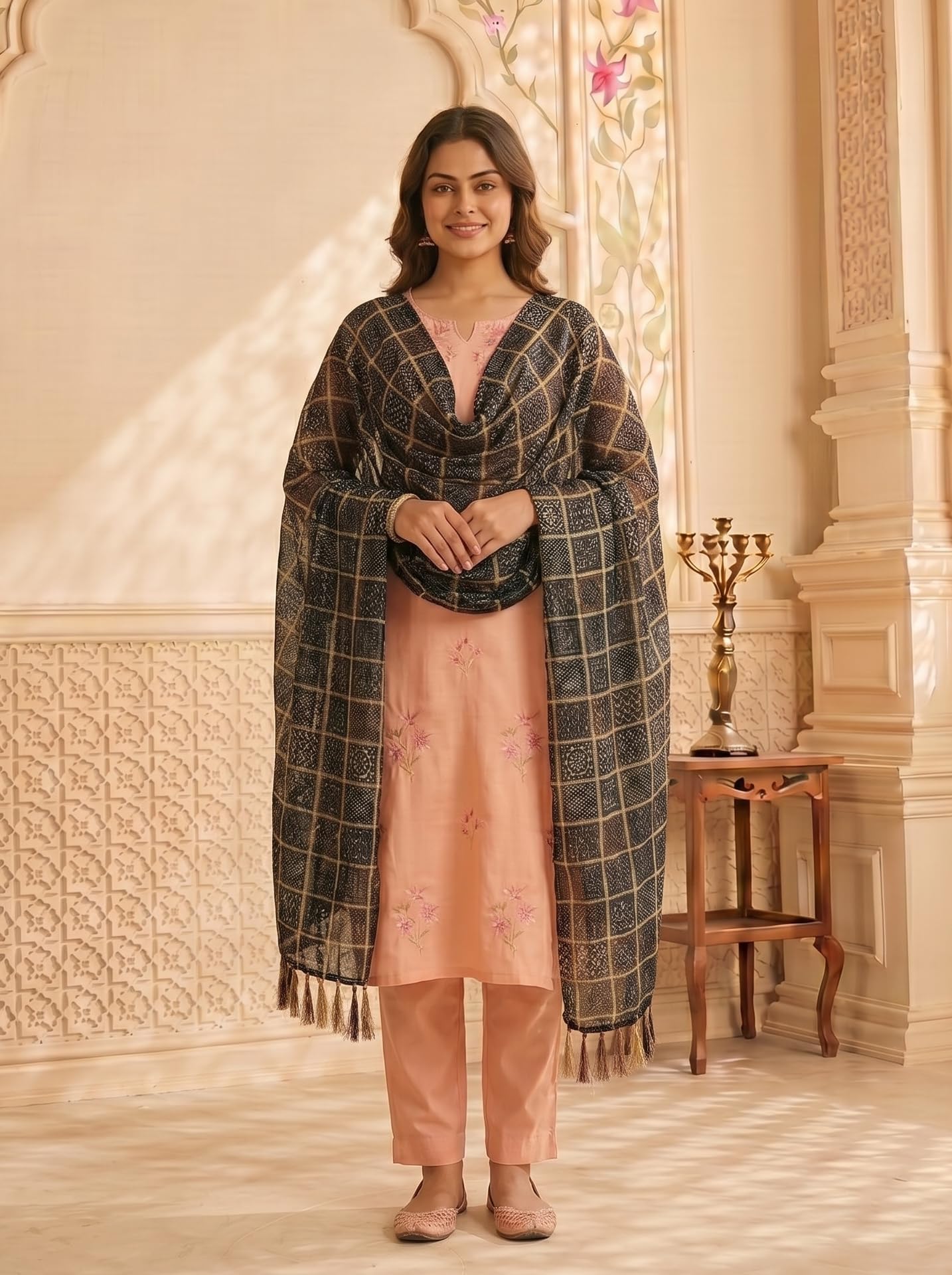 Chinnon Bandhani Dupatta for Women | Black - view 4