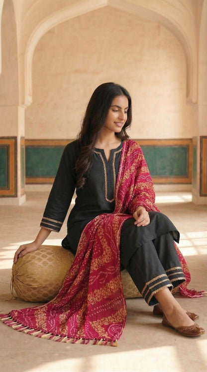 Chinnon Bandhani Dupatta for Women | Pink - view 4