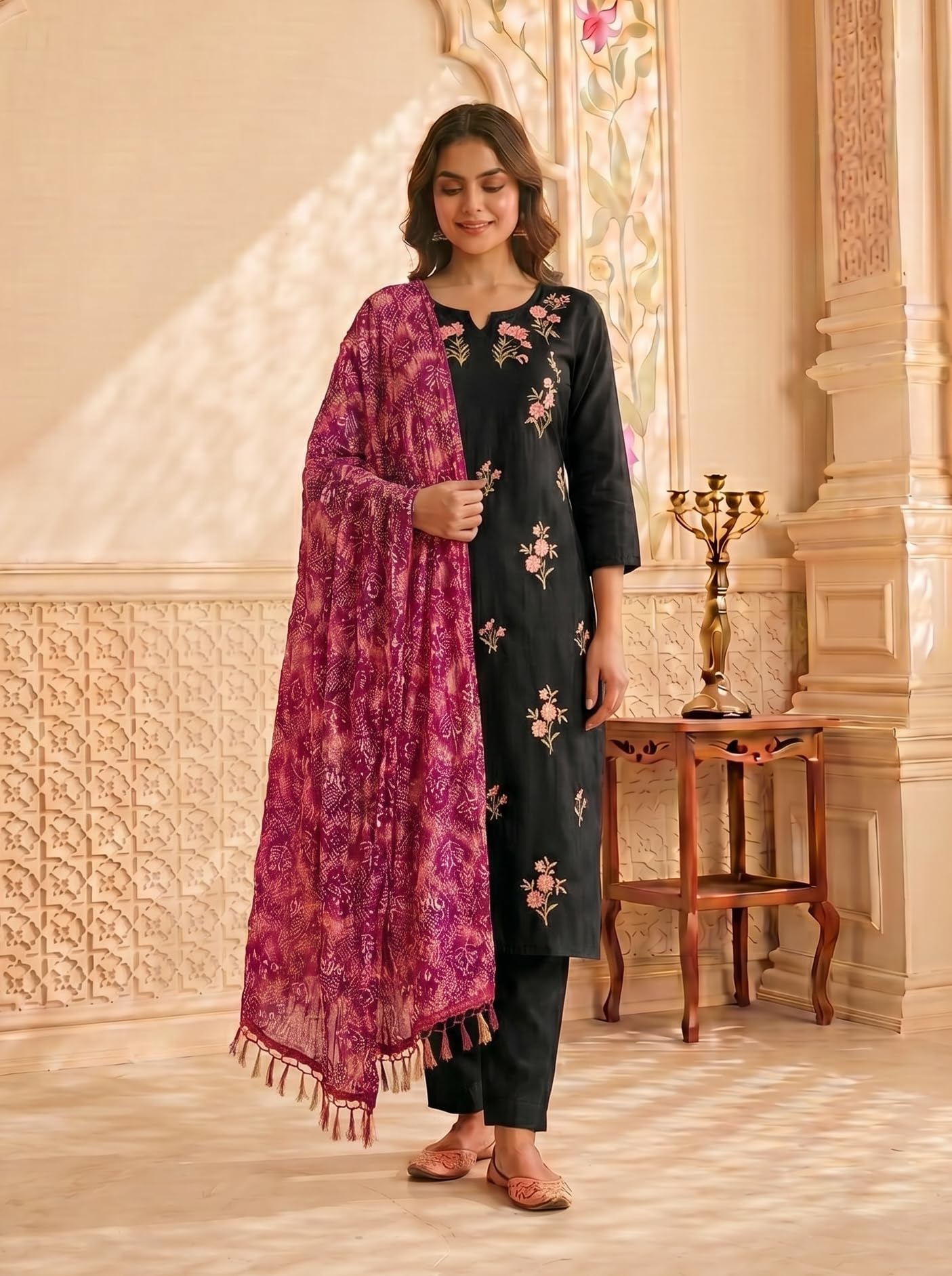 Chinnon Bandhani Dupatta for Women | Purple Pink - view 4
