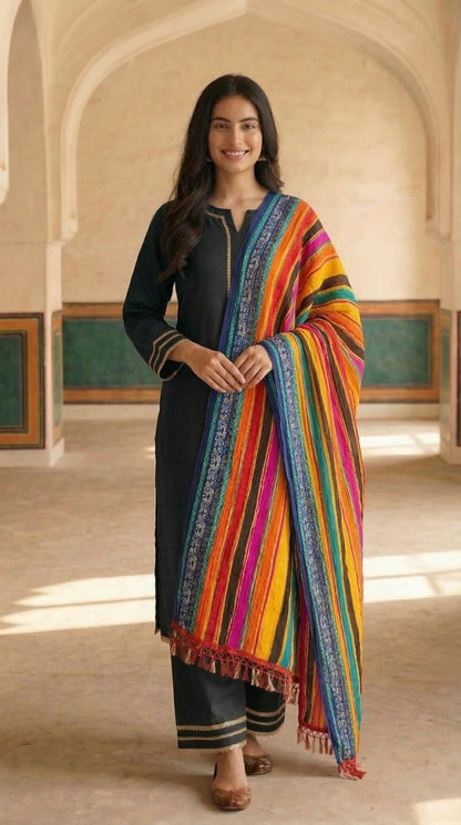Chinnon Bandhani Dupatta for Women | Multicolor Lines - view 2