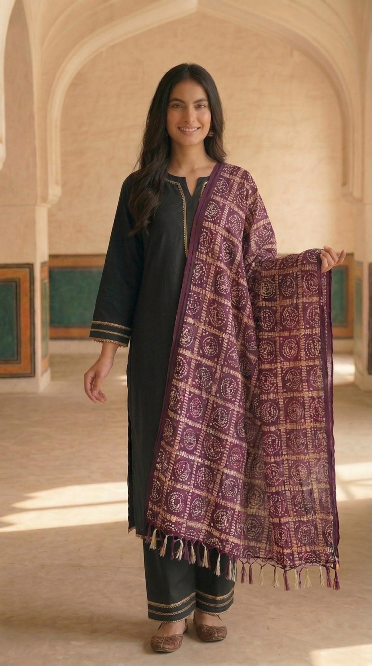 Chinnon Bandhani Dupatta for Women | Purple