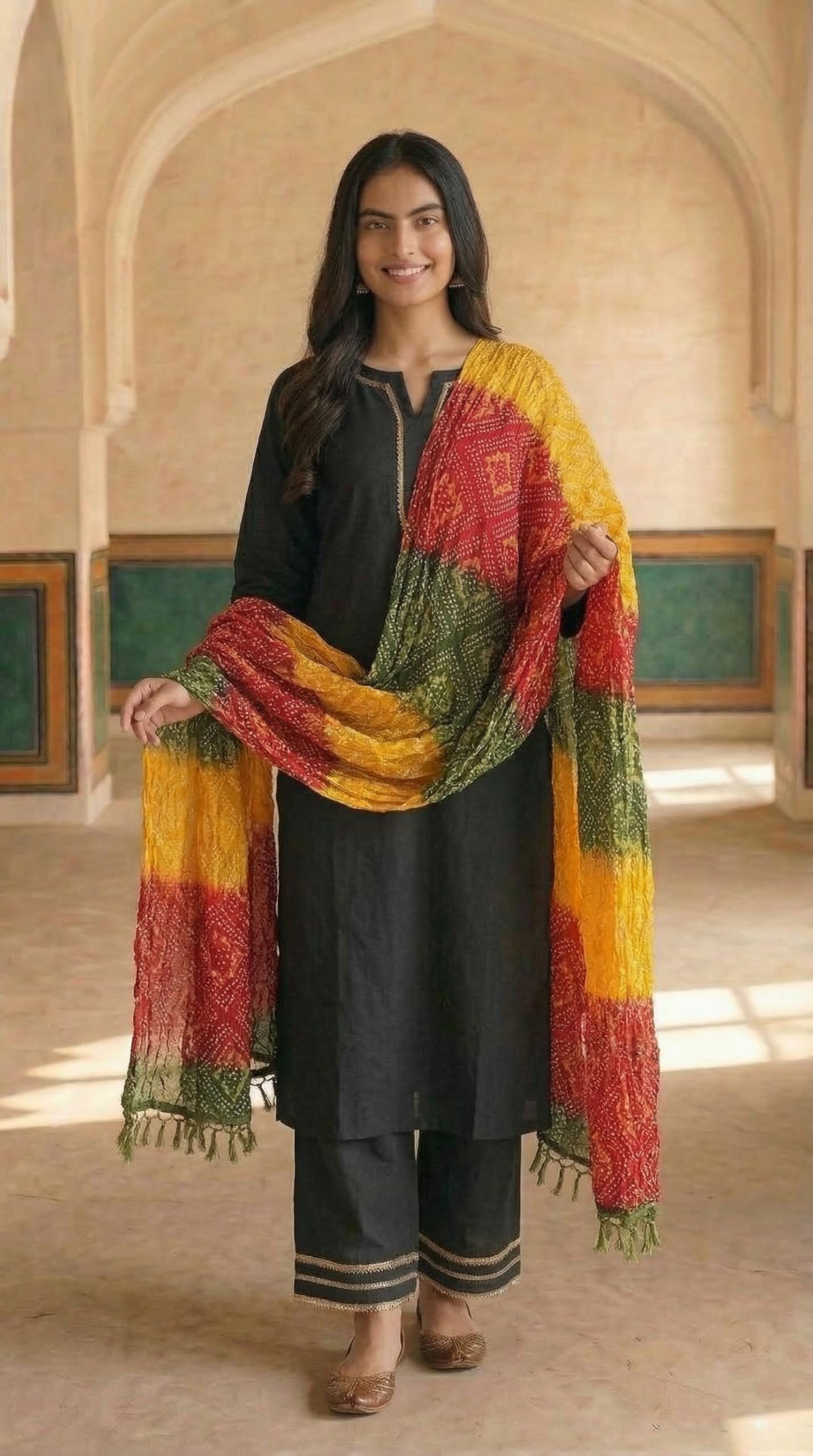 Chinnon Bandhani Dupatta for Women | Multicolor - view 3