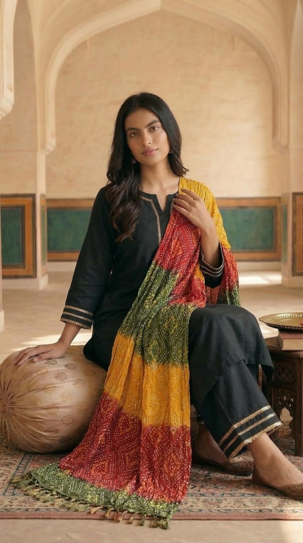 Chinnon Bandhani Dupatta for Women | Multicolor - view 4