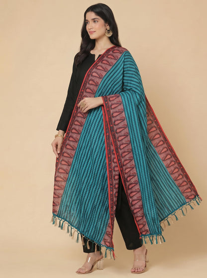 Printed Bandhani Dupatta for Women | Teal Blue - view 5