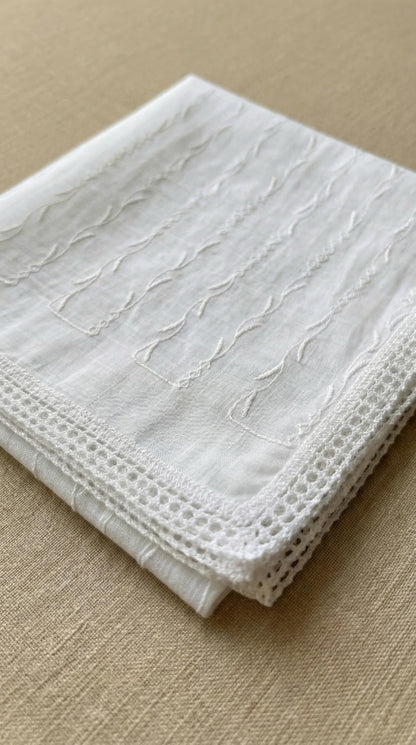 Pure Cotton Self Embroidery Vine Dupatta for Women | White - view 5