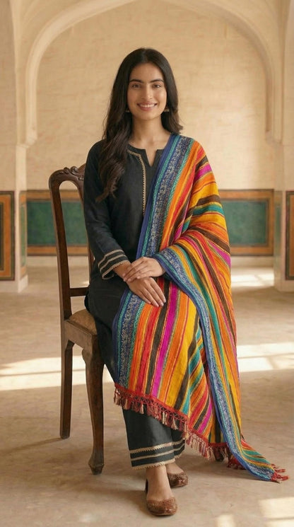 Chinnon Bandhani Dupatta for Women | Multicolor Lines - view 4