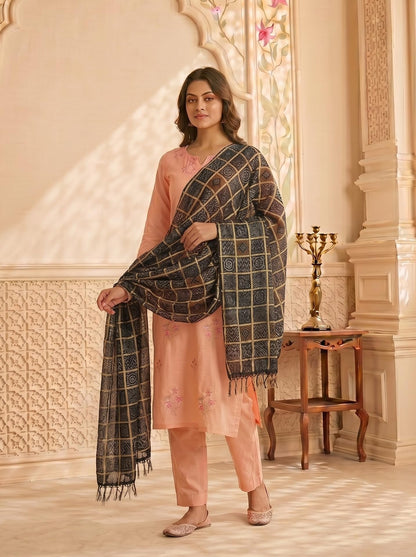 Chinnon Bandhani Dupatta for Women | Black