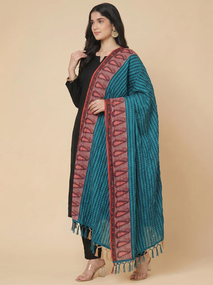 Printed Bandhani Dupatta for Women | Teal Blue - view 4