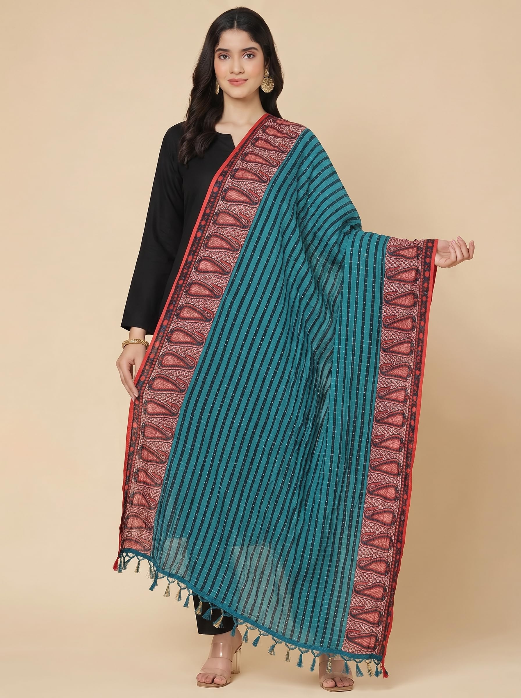 Printed Bandhani Dupatta for Women | Teal Blue