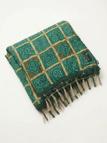Chinnon Bandhani Dupatta for Men | Green - view 6