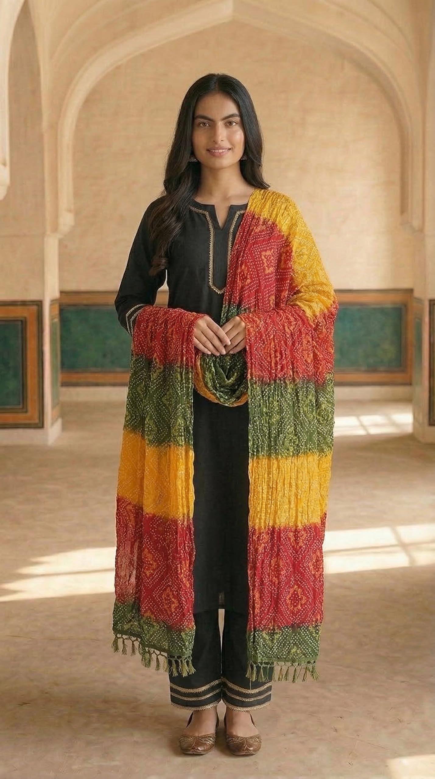 Chinnon Bandhani Dupatta for Women | Multicolor
