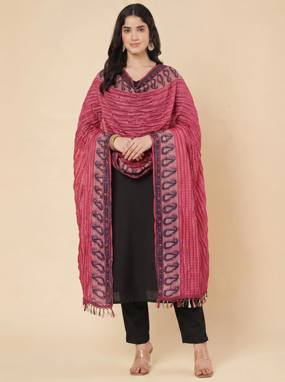 Printed Bandhani Dupatta for Women | Maroon - view 3