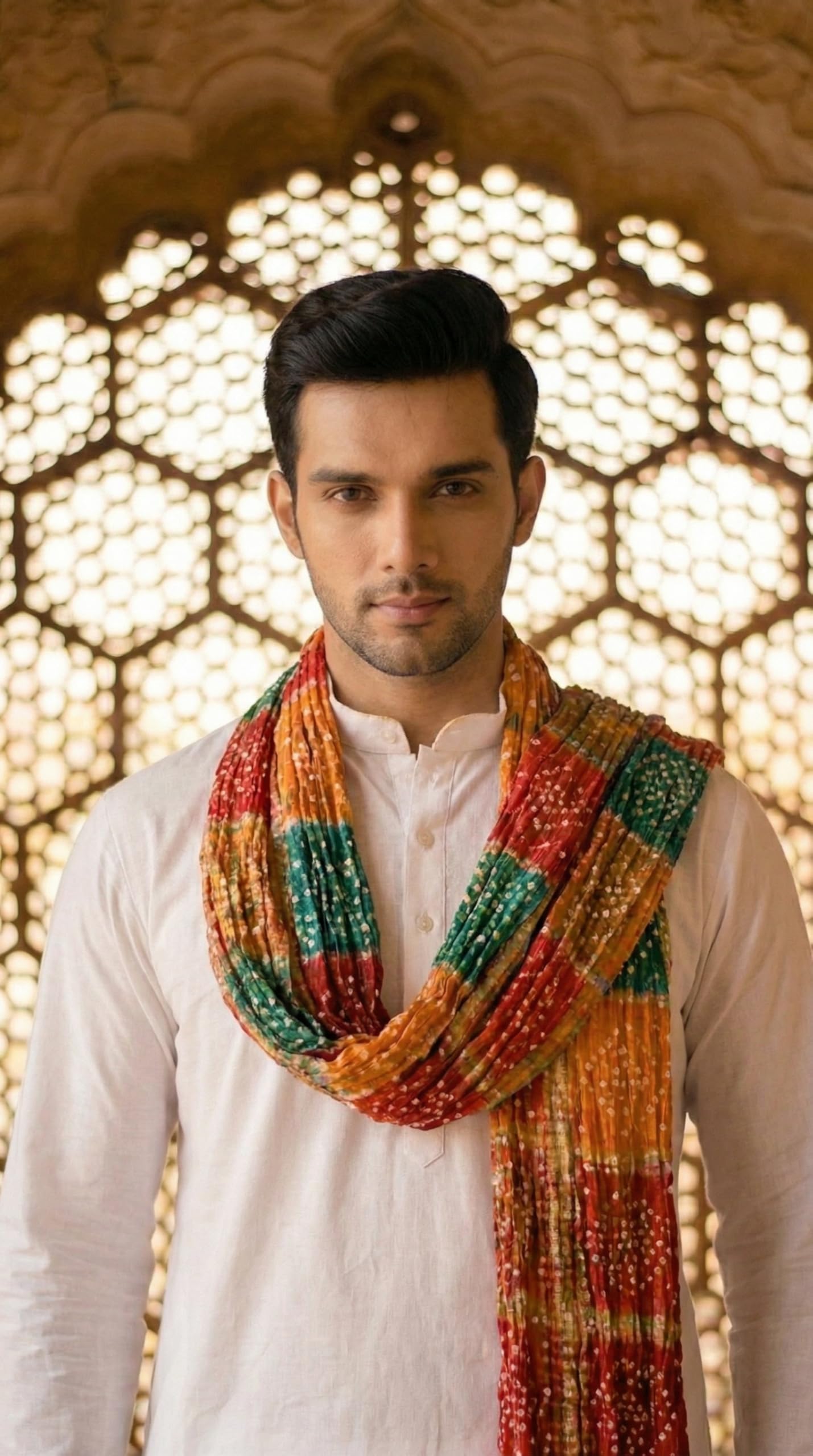 Chinnon Bandhani Dupatta for Men | Multicolor - view 3