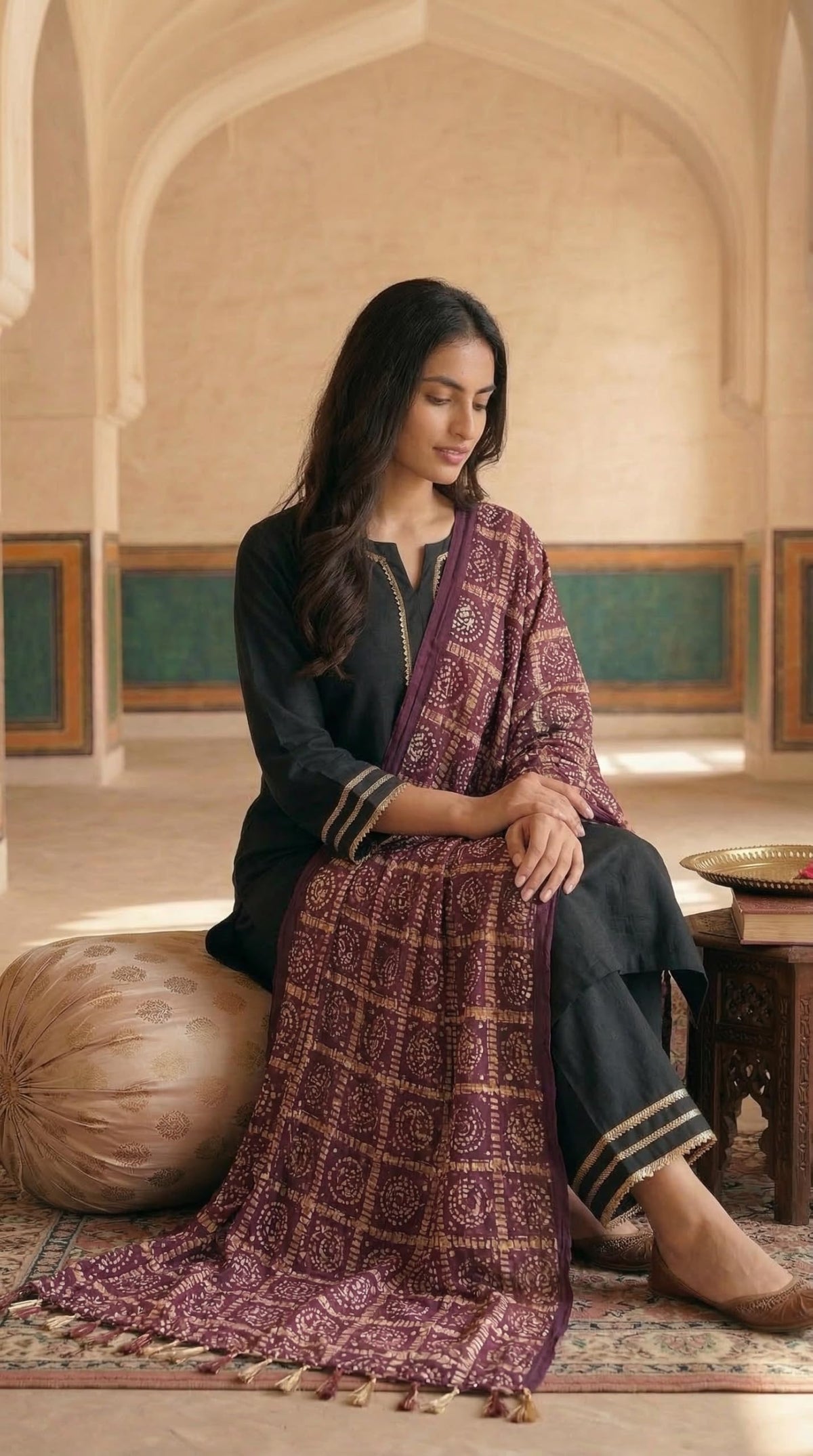 Chinnon Bandhani Dupatta for Women | Purple - view 4