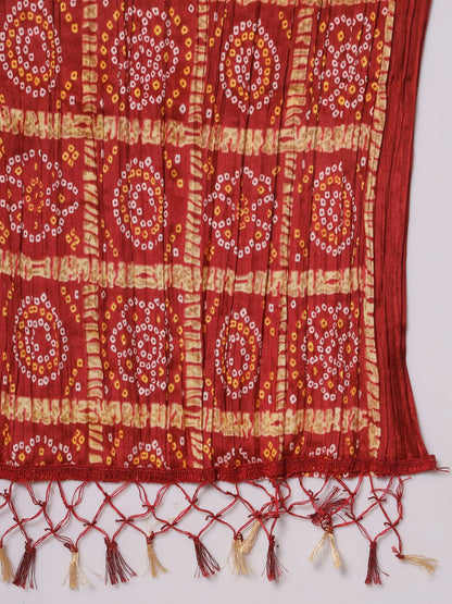 Chinnon Bandhani Dupatta for Men | Maroon - view 4