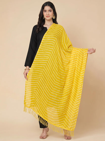 Printed Bandhani Dupatta for Women | Yellow