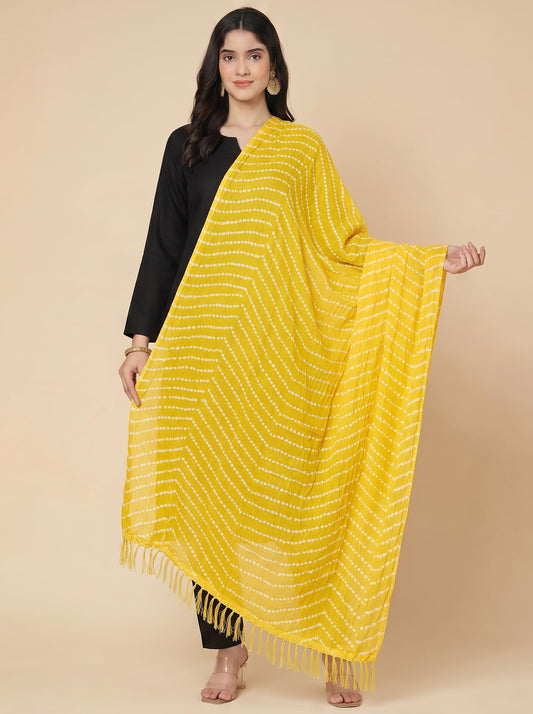 Printed Bandhani Dupatta for Women | Yellow