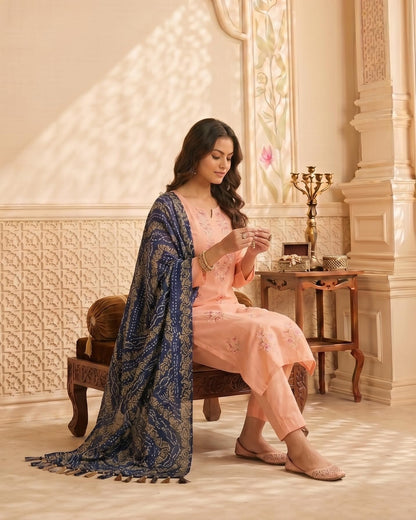 Chinnon Bandhani Dupatta for Women | Blue - view 4