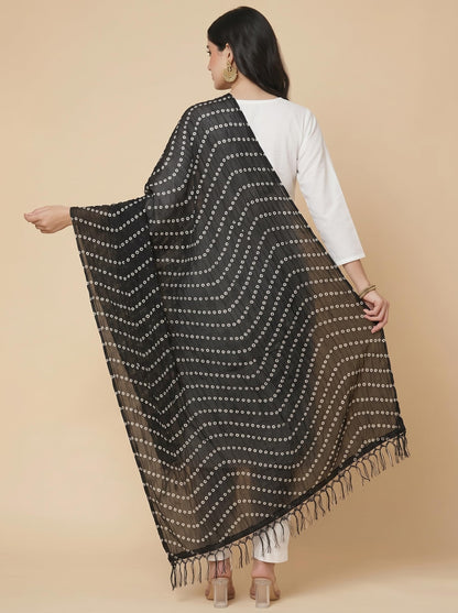 Printed Bandhani Dupatta for Women | Black - view 2