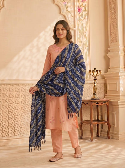 Chinnon Bandhani Dupatta for Women | Blue - view 3