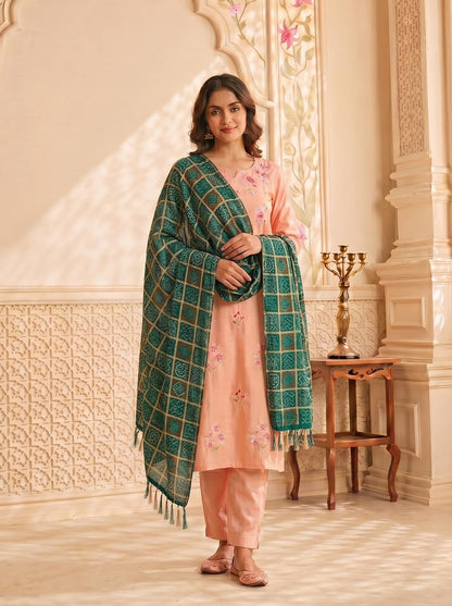 Chinnon Bandhani Dupatta for Women | Green - view 3