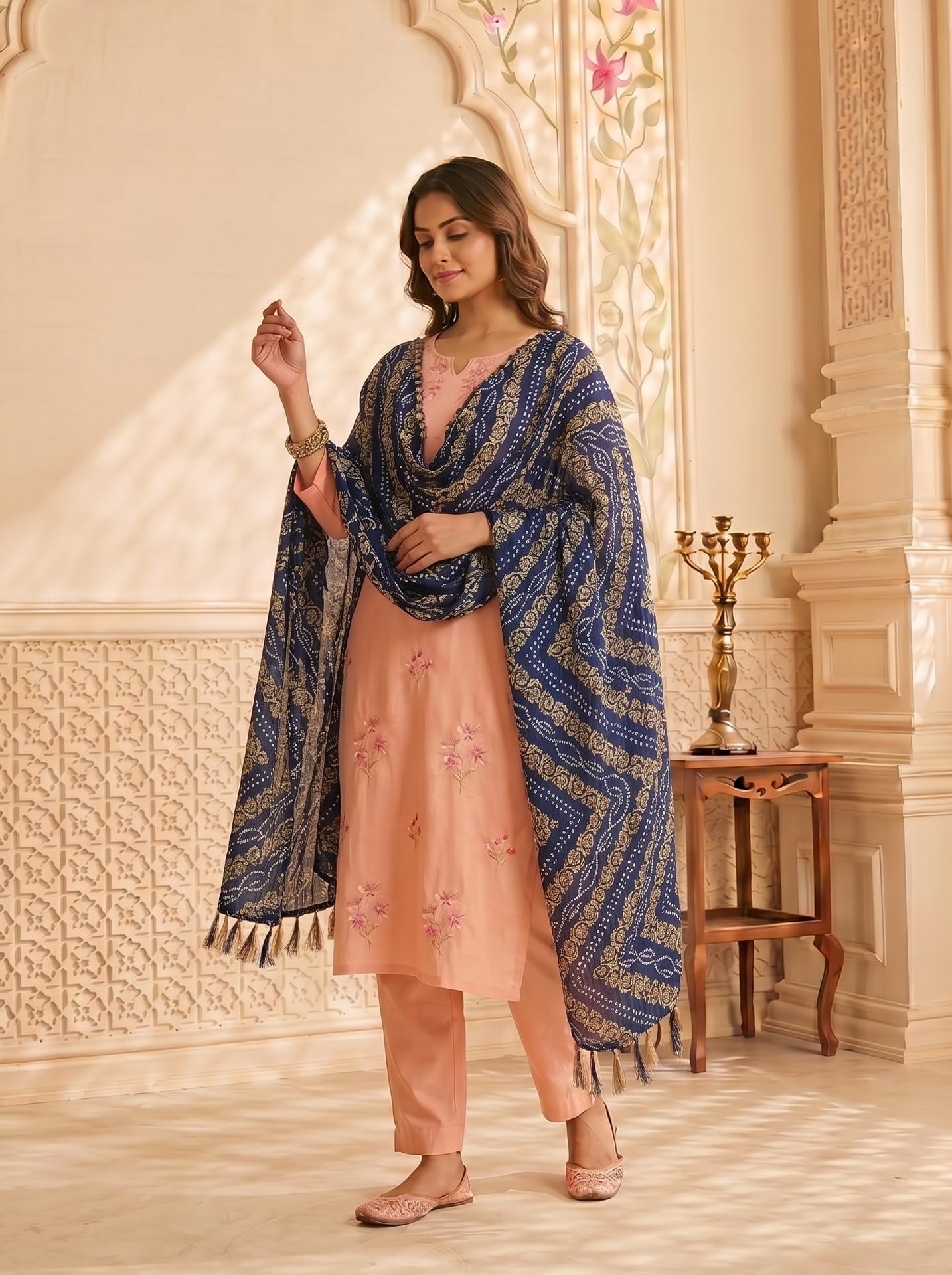 Chinnon Bandhani Dupatta for Women | Blue - view 2