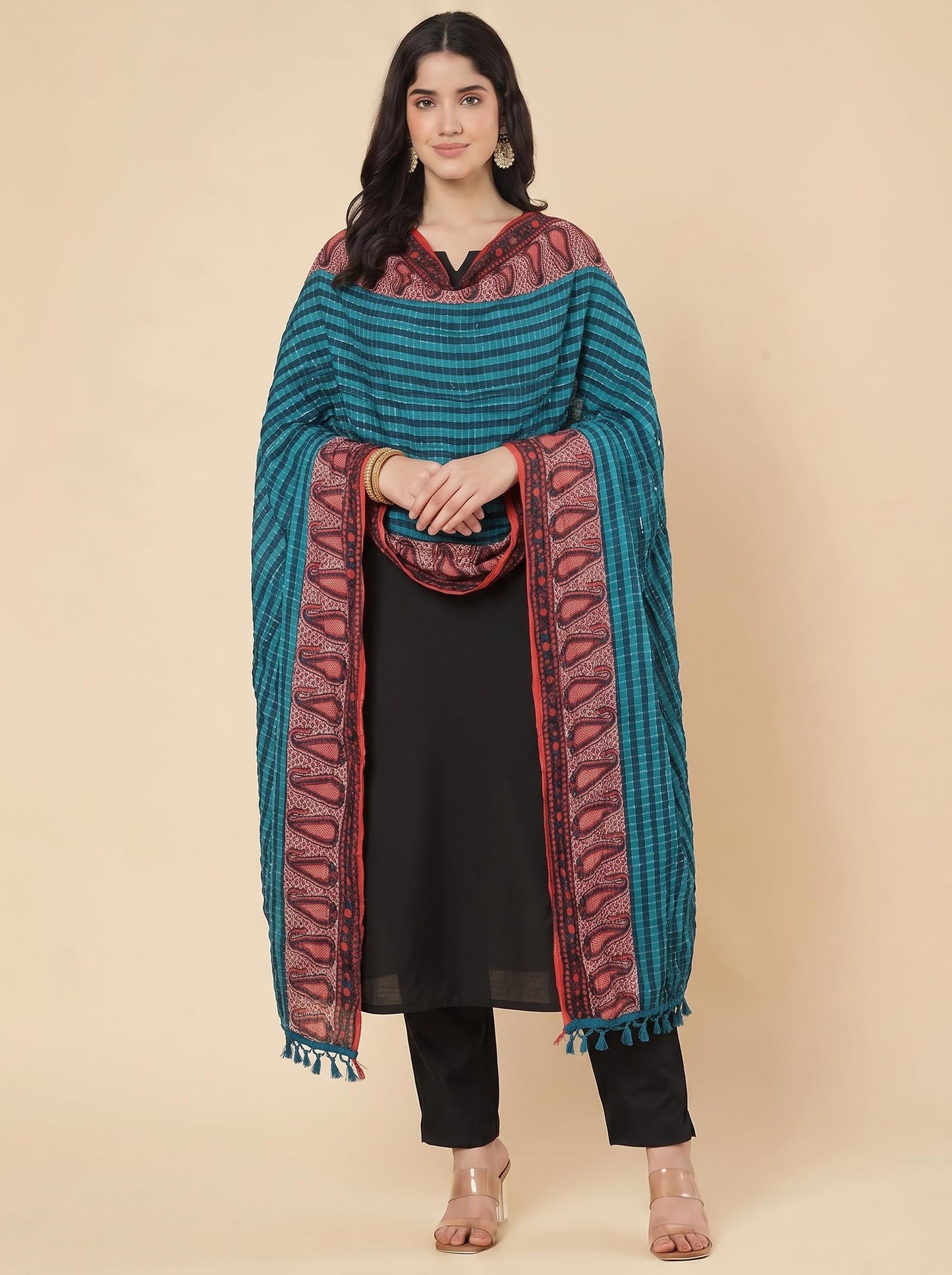 Printed Bandhani Dupatta for Women | Teal Blue - view 3