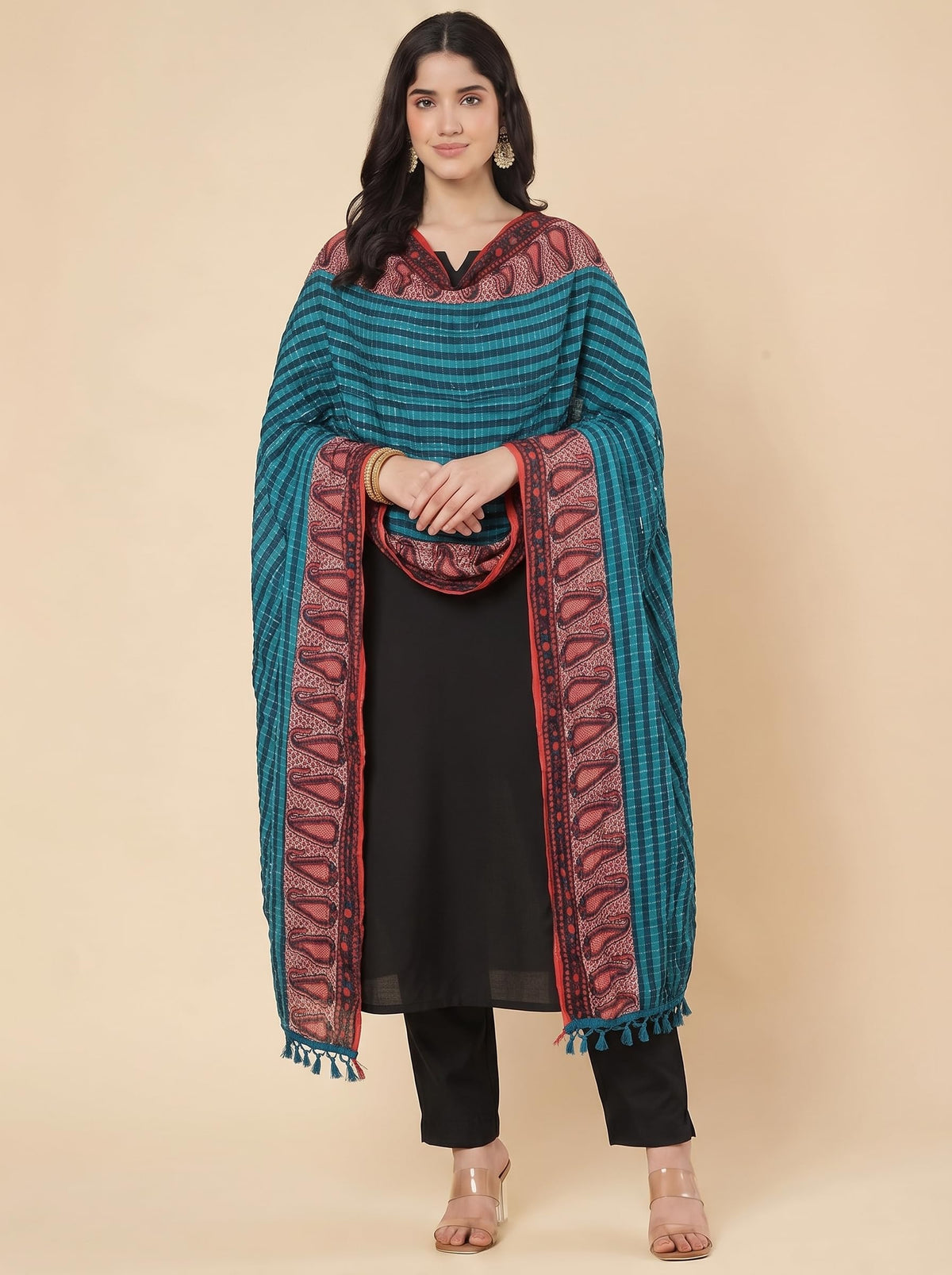Printed Bandhani Dupatta for Women | Teal Blue - view 3