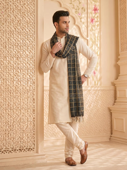 Chinnon Bandhani Dupatta for Men | Black - view 5
