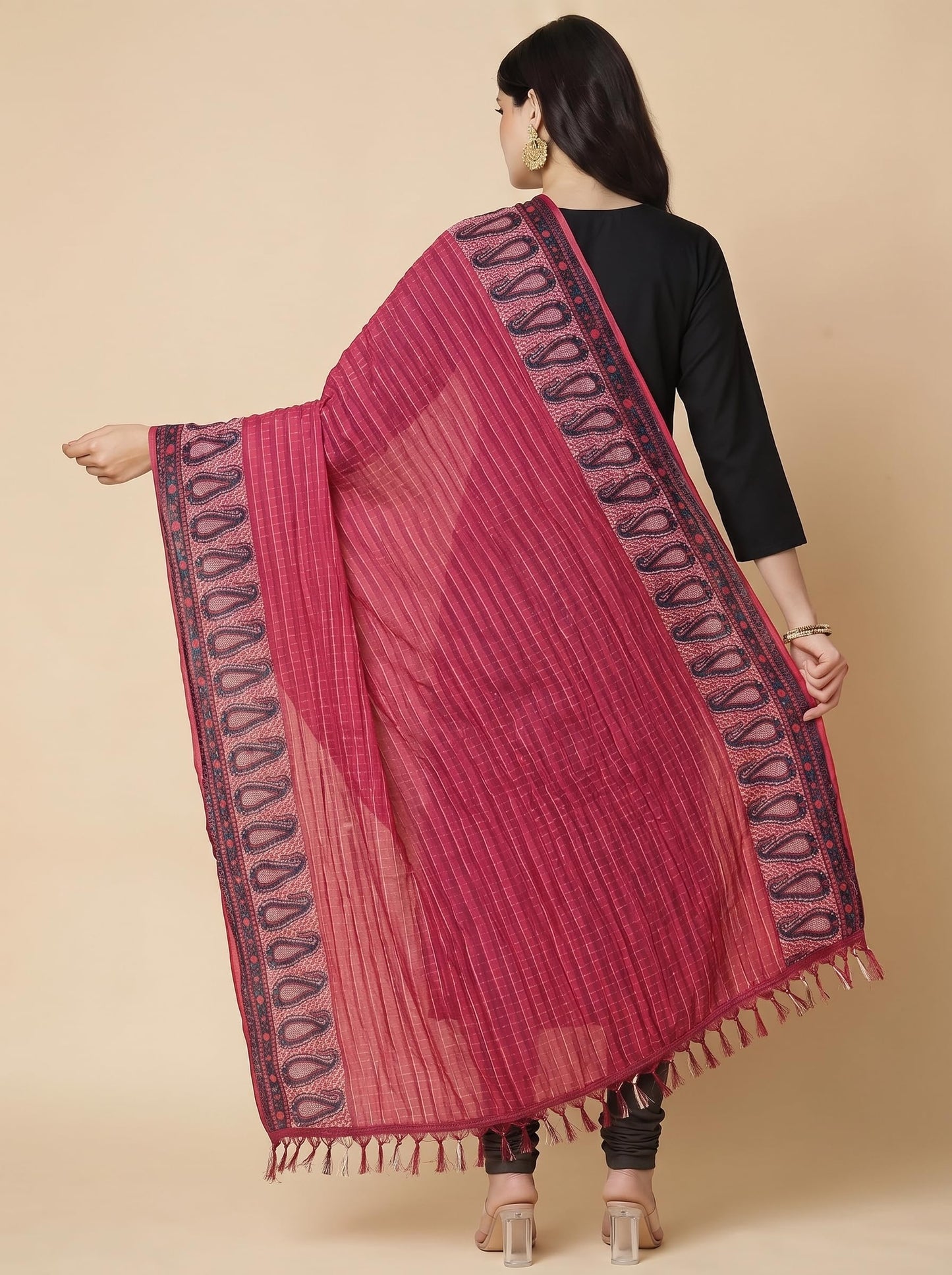 Printed Bandhani Dupatta for Women | Maroon - view 2
